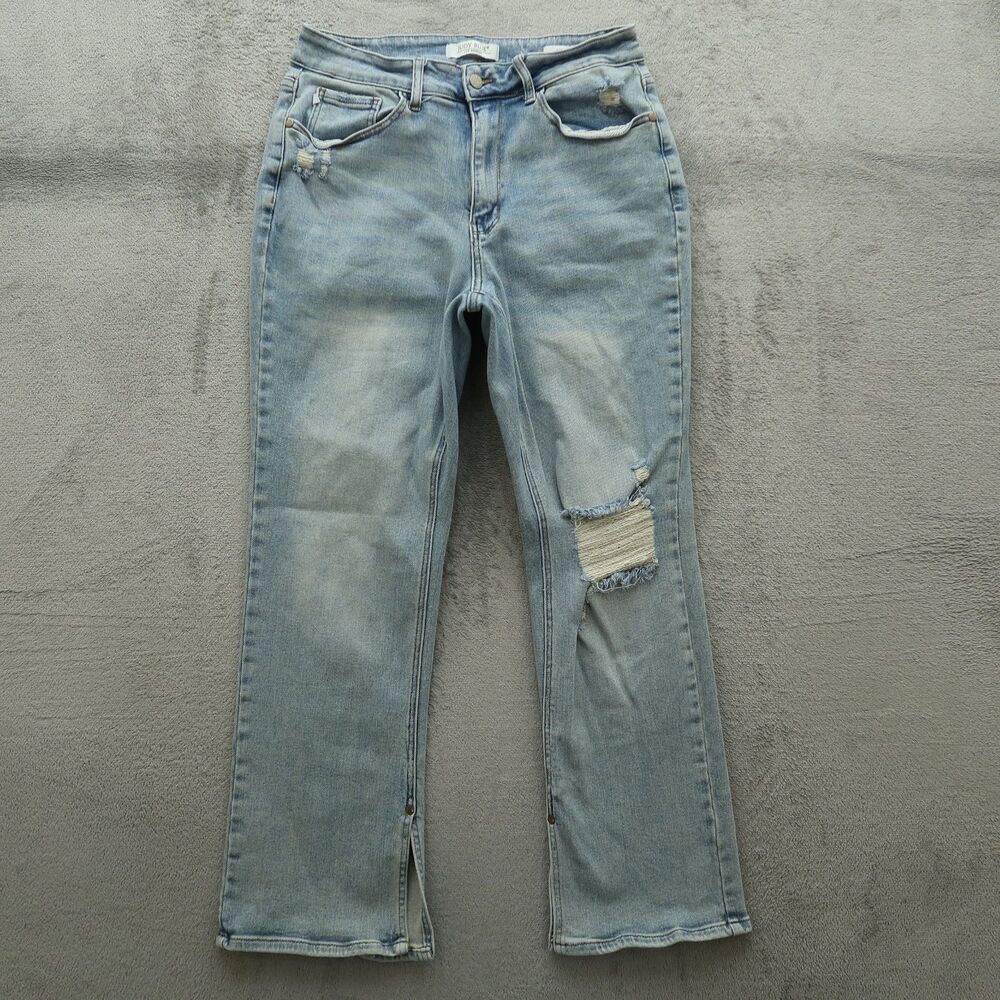 Judy Blue Light Wash Straight Leg Jeans with Knee Distress